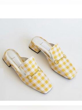 Suzanna Rae Vichy Mule Yellow Gingham Vamp Shoes 42 12
